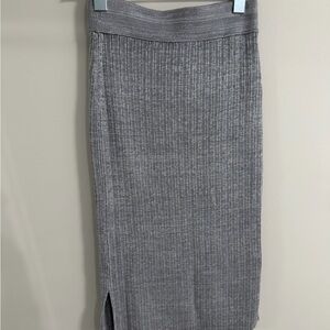 Club Monaco Gray Ribbed Knit Midi Skirt